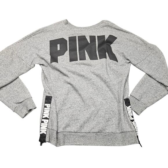 Victoria's Secret Tops - Victorias Secret PINK Sweatshirt Gray Zip Sides Loose Small Fits Like Medium